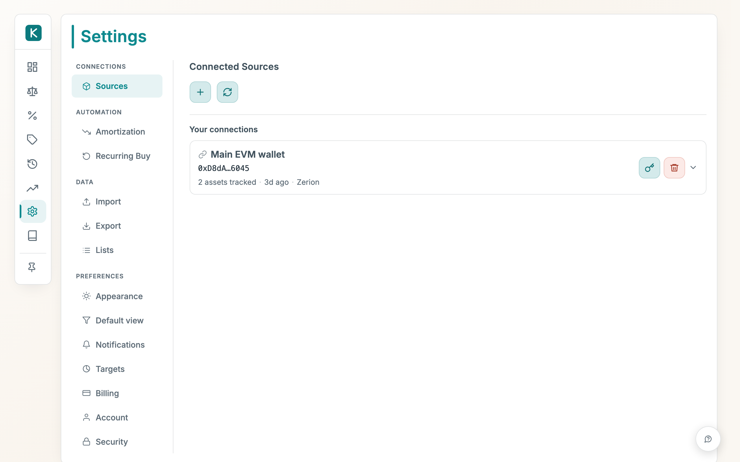 Bank connection setup in Krosos